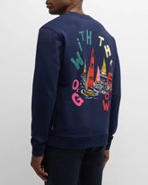 SCOTCH AND SODA Boating Artwork Sweatshirt at Gravity NYC
